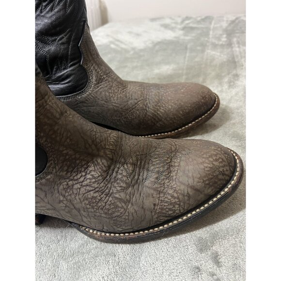 Vtg Alberta Boot Company Gray Black Leather Cowboy Boots 8.5 EE Mens Western - Picture 15 of 16